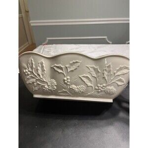 Lenox Winters Imprint Centerpiece Console Bowl Large 13” Embossed Ivory Gold HTF